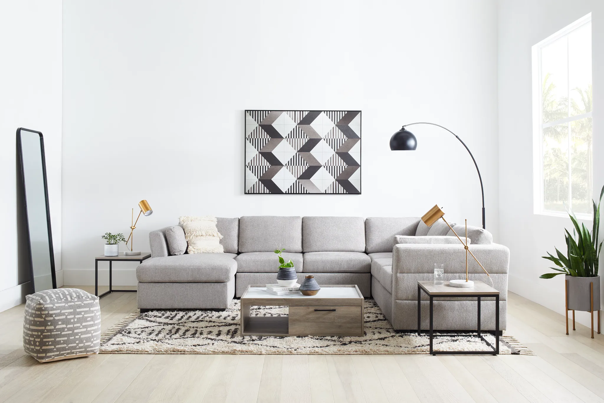 Pali Gray Accent Pouf