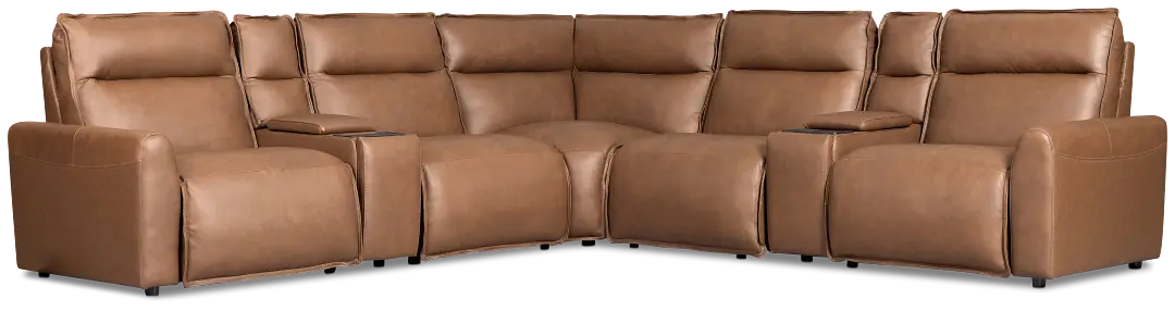 Edison Dark Brown Leather/vinyl Large Triple Power Reclining 2-arm Sectional Edison Dark Brown Leather/vinyl Large Triple Power Reclining 2-arm Sectional