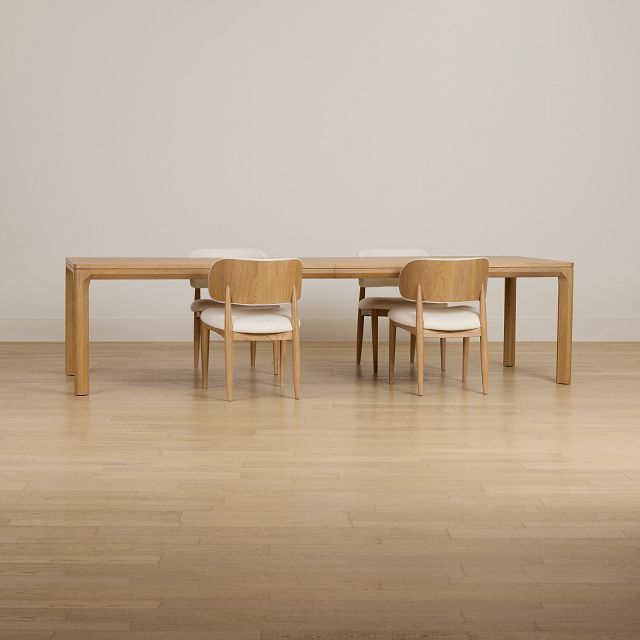Gables Light Tone Rect Table & 4 Upholstered Chairs