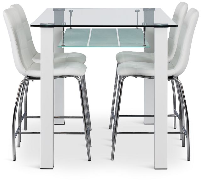 Vienna White Rect High Table & 4 Barstools