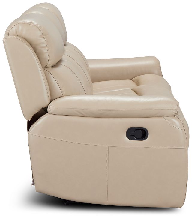 Graham Light Beige Lthr/vinyl Reclining Sofa