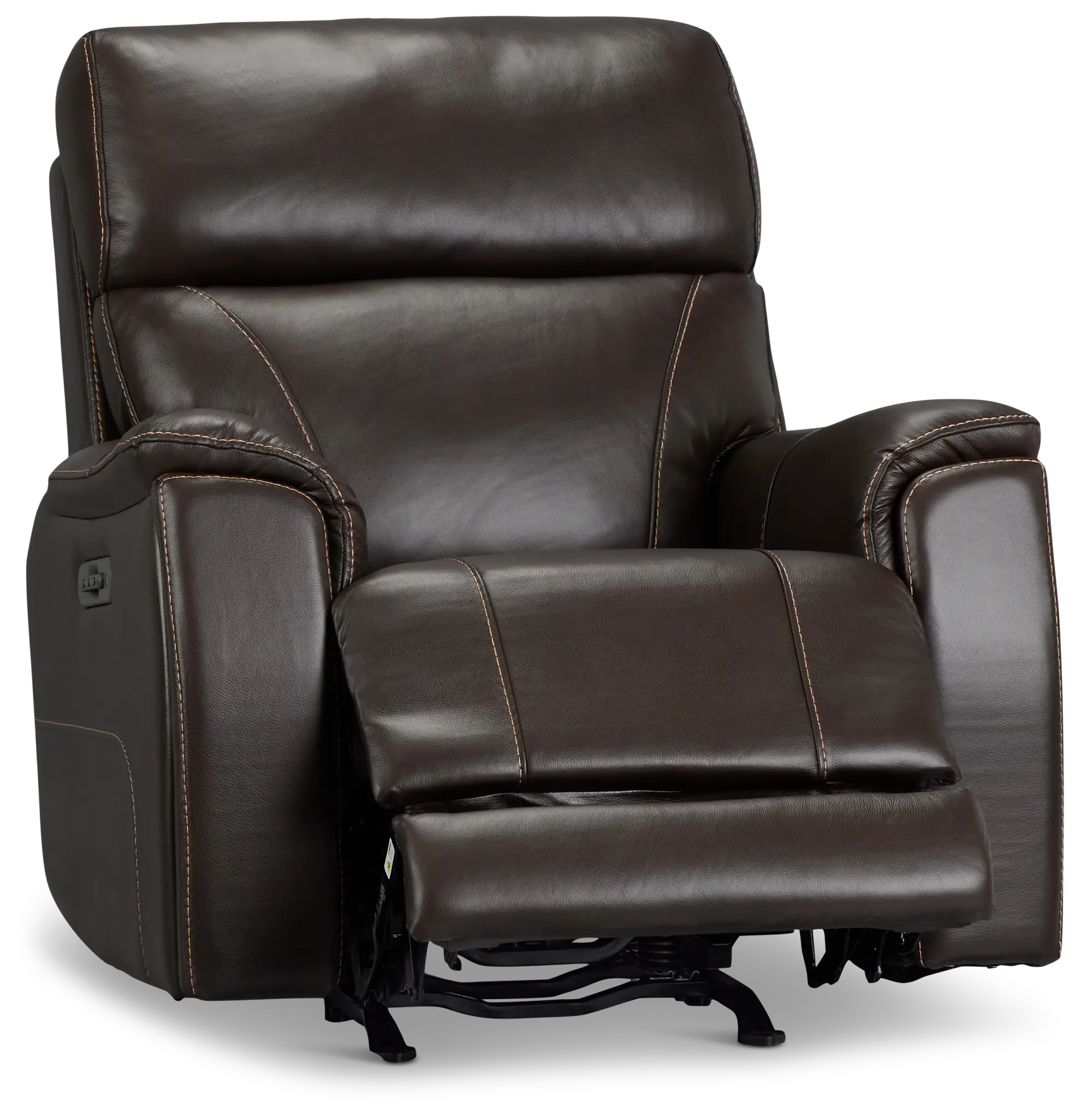 Wells Dark Brown Lthr/vinyl Power Recliner With Heat And Massage Wells Dark Brown Lthr/vinyl Power Recliner With Heat And Massage