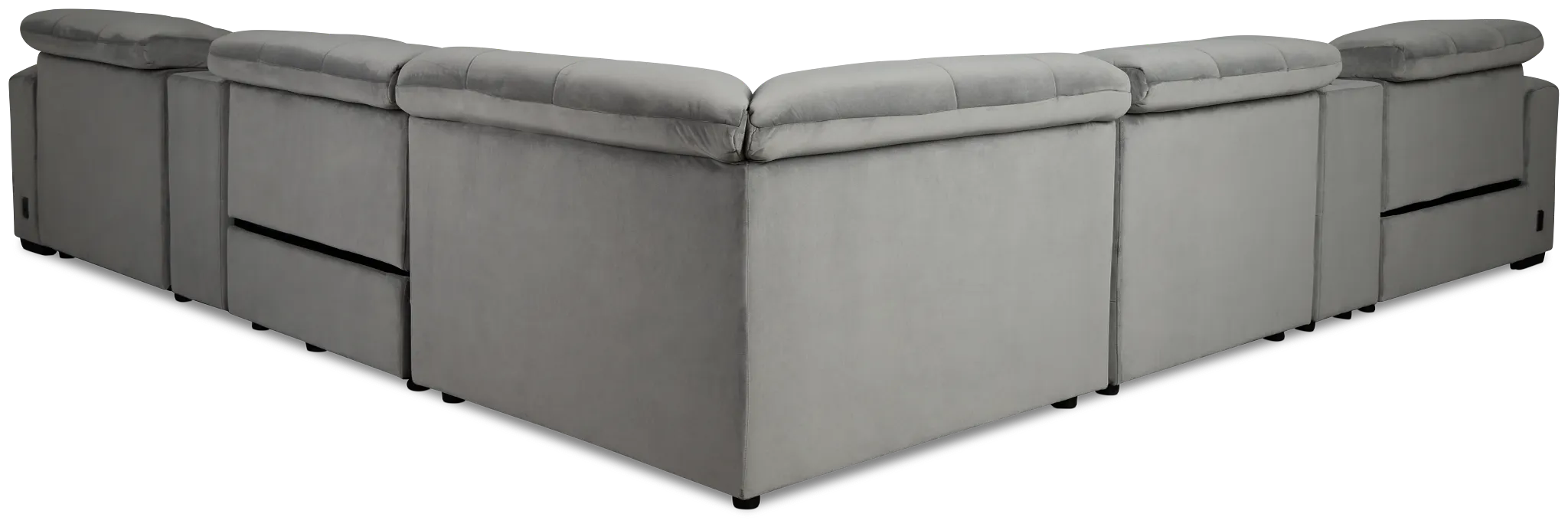 Gemma Light Gray Velvet Large Dual Power Right Chaise Sectional
