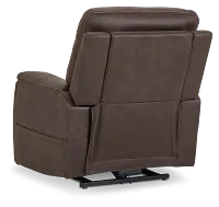 Akron Dark Brown Micro Power Lift Recliner With Power Lumbar
