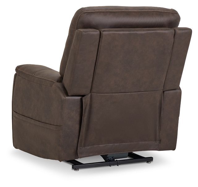 Akron Dark Brown Micro Power Lift Recliner With Power Lumbar