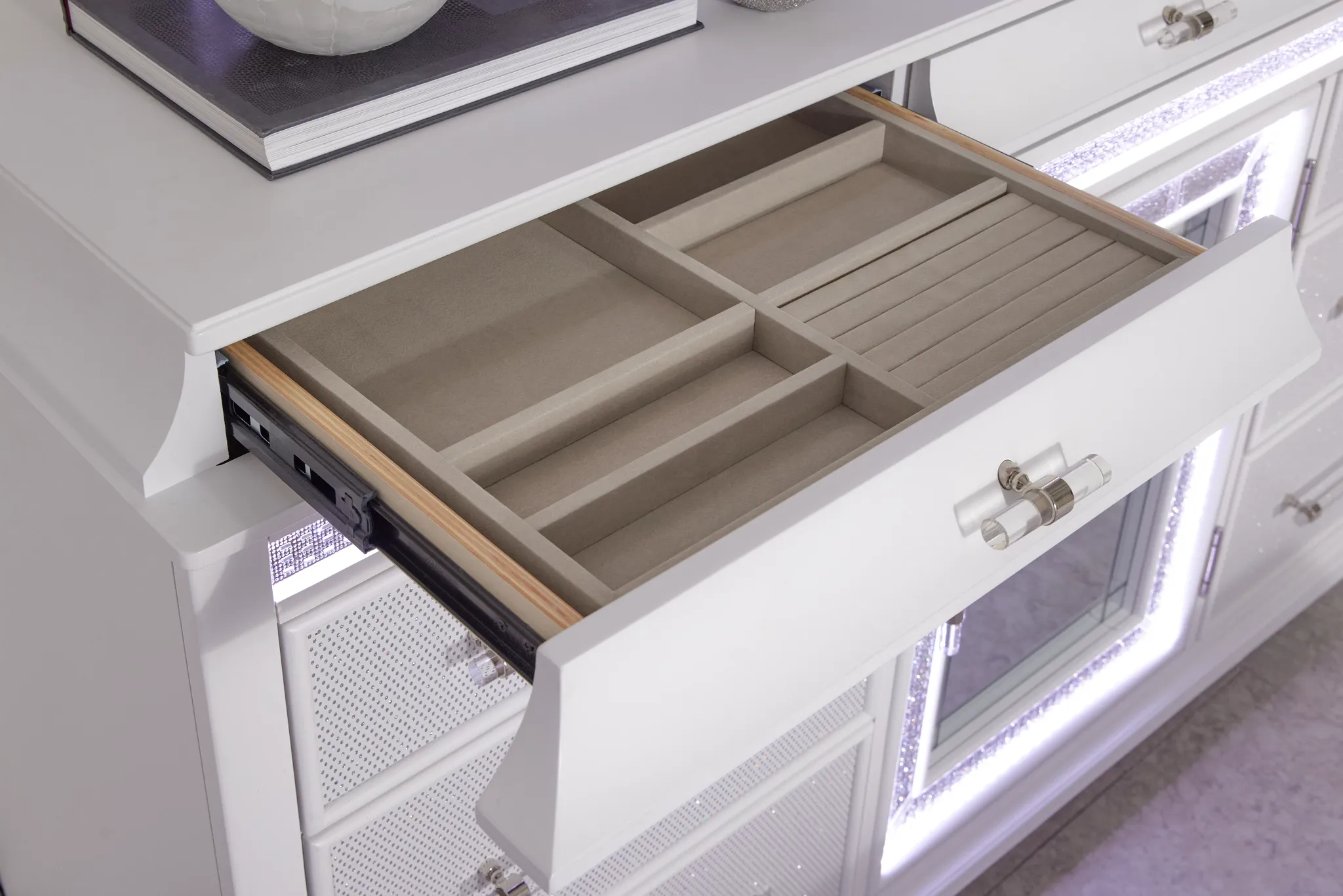 Milan White Dresser & Mirror