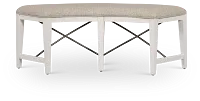 Heron Cove White Curved Upholstered Dining Bench