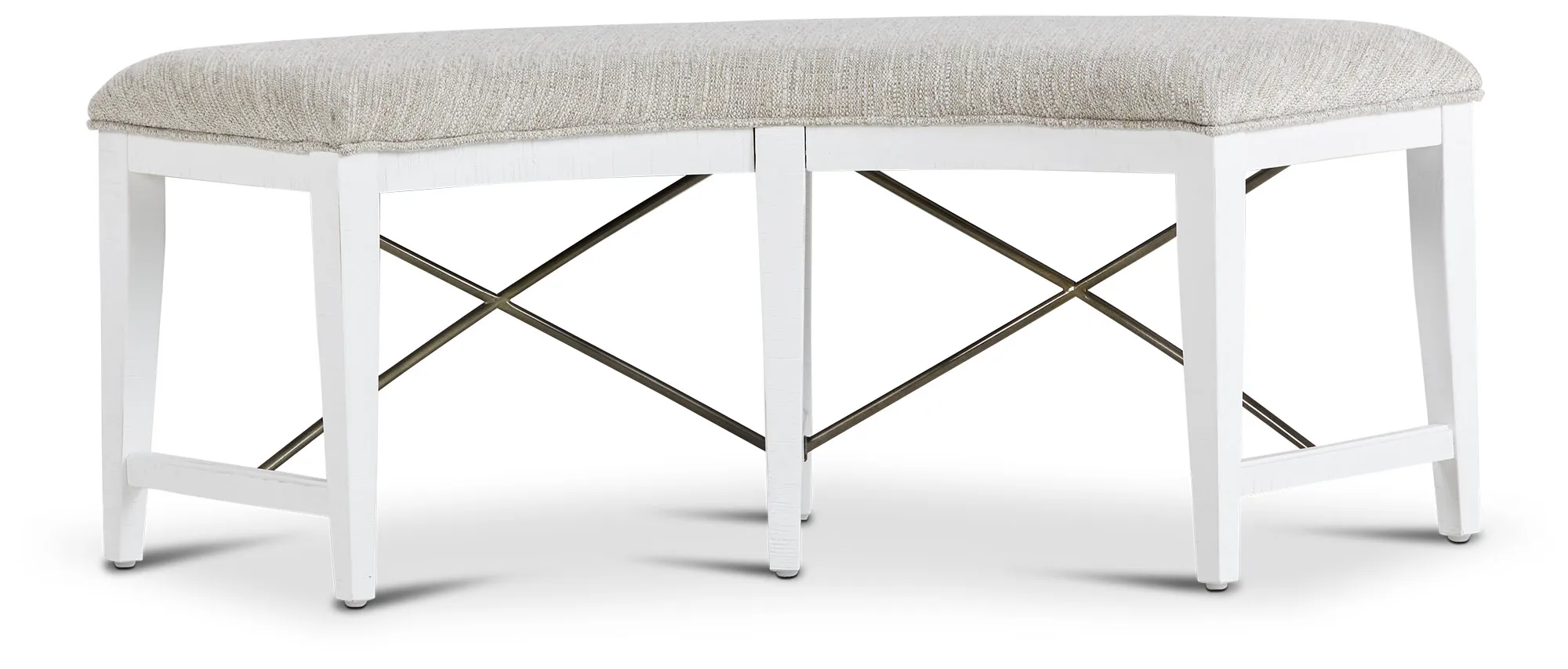Heron Cove White Curved Upholstered Dining Bench