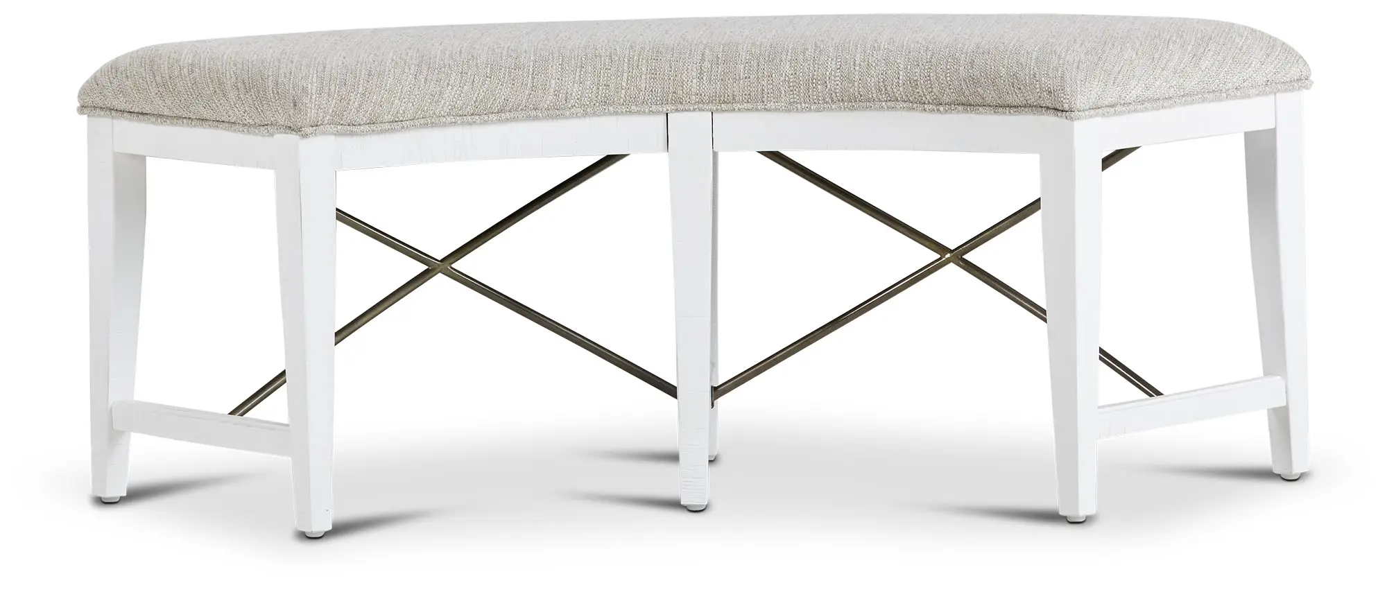Heron Cove White Curved Upholstered Dining Bench Heron Cove White Curved Upholstered Dining Bench
