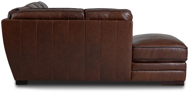 Alexander Medium Brown Leather Left Bumper Sectional (3)
