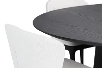 Nomad Black 59" Round Table & 4 Light Beige Chairs W/ Black Legs