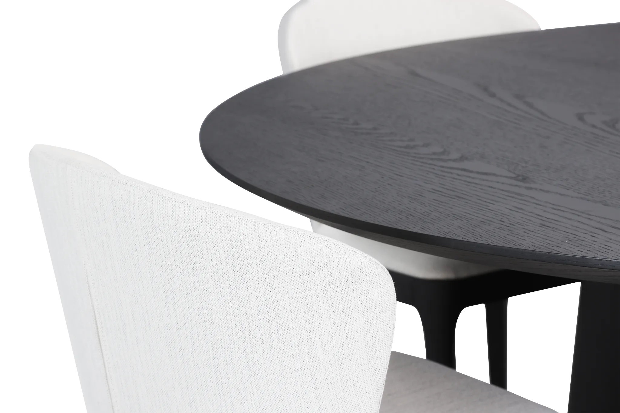 Nomad Black 59" Round Table & 4 Light Beige Chairs W/ Black Legs