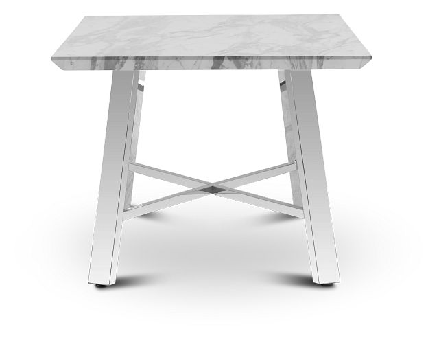 Capri White 70" Rectangular Table W/stainless Steel Legs