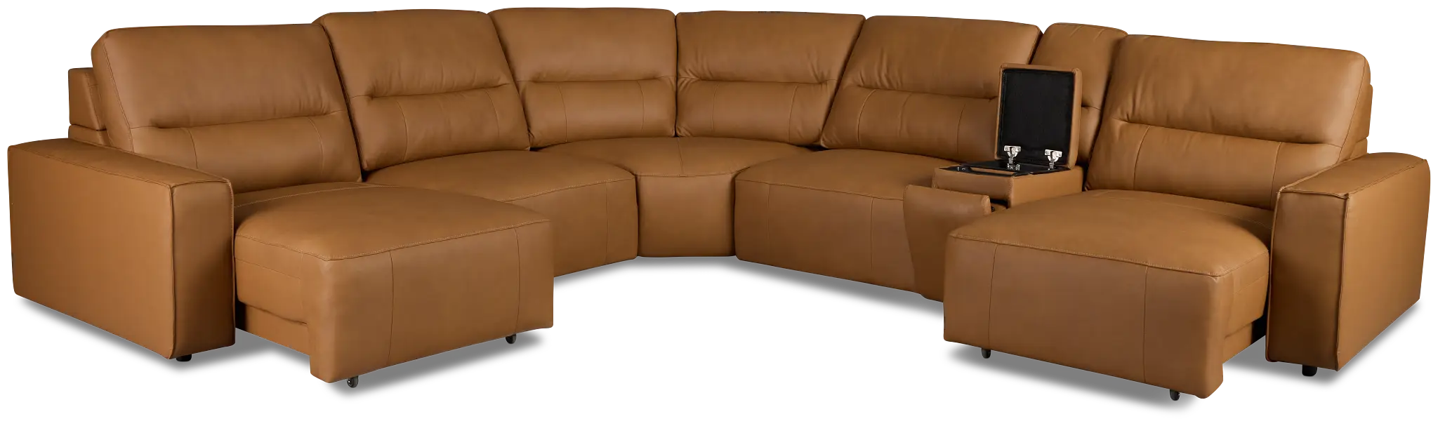 Rudy Brown Lthr/vinyl Medium Dual Power 2 Arm Extension Chaise Sectional Rudy Brown Lthr/vinyl Medium Dual Power 2 Arm Extension Chaise Sectional
