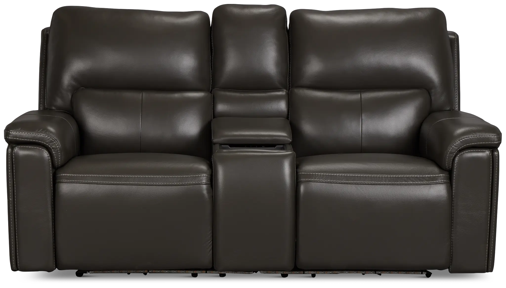 Fallon Dark Gray Lthr/vinyl Power Reclining Console Loveseat W/ Massage Fallon Dark Gray Lthr/vinyl Power Reclining Console Loveseat W/ Massage