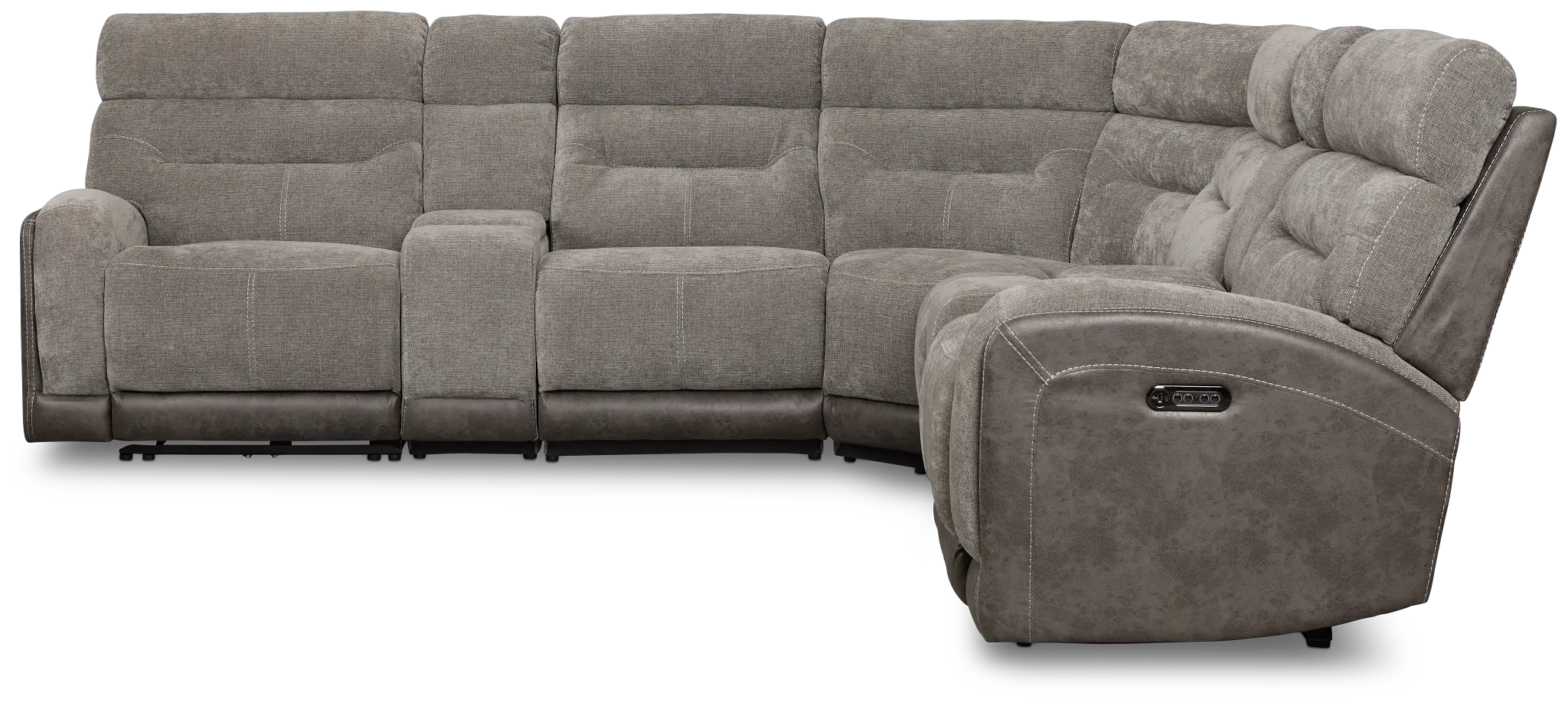 Travis Gray Fabric Large Dual Power Reclining Two-arm Sectional Travis Gray Fabric Large Dual Power Reclining Two-arm Sectional