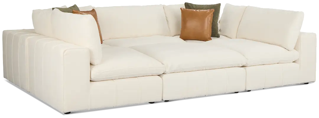 Cruz White Fabric 6-piece Pit Sectional Cruz White Fabric 6-piece Pit Sectional