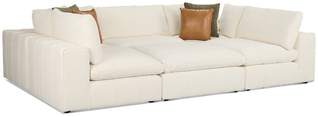 Cruz White Fabric 6-piece Pit Sectional