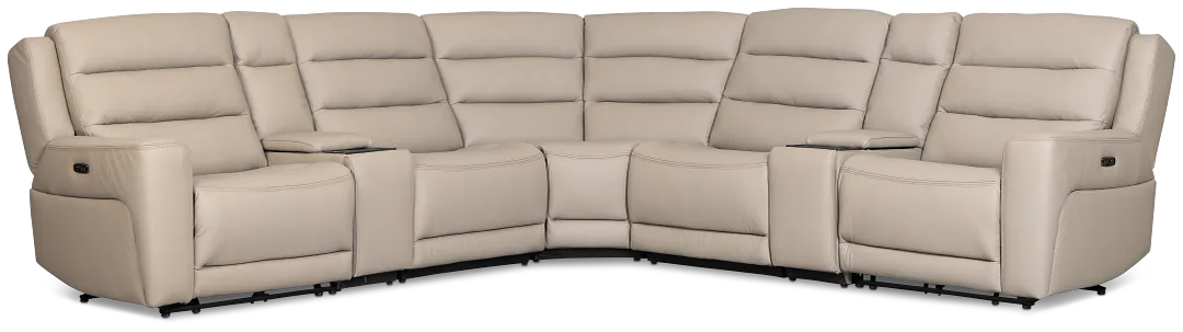 Wilder Taupe Leather Large Dual Power Reclining Two-arm Sectional