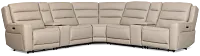 Wilder Taupe Leather Large Dual Power Reclining Two-arm Sectional