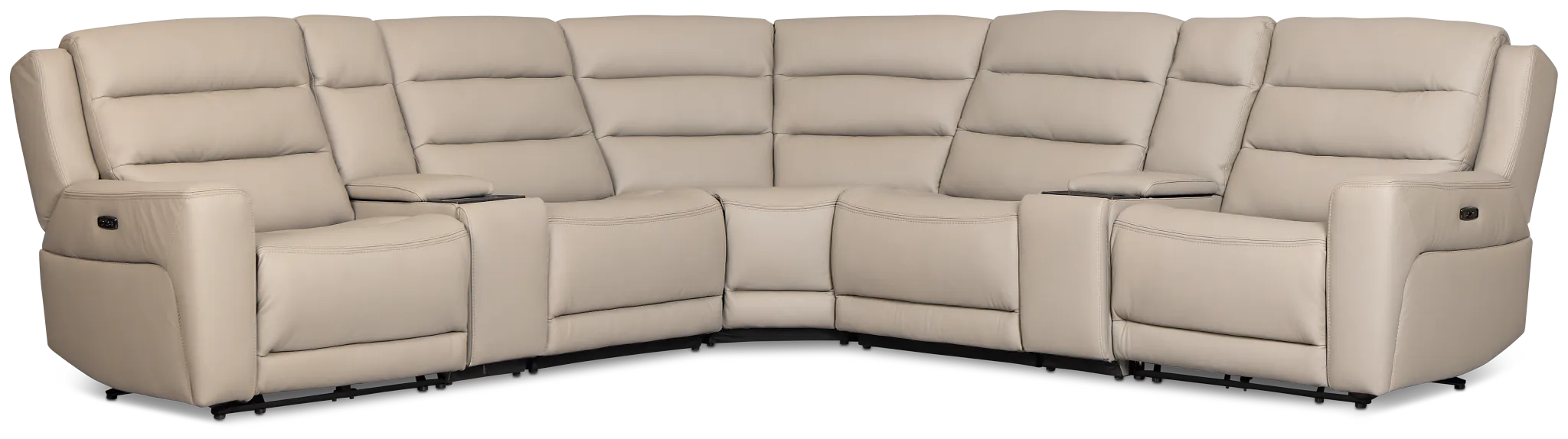Wilder Taupe Leather Large Dual Power Reclining Two-arm Sectional