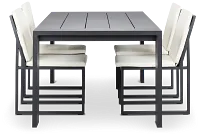 Linear Dark Gray White 87" Aluminum Table & 4 Cushioned Side Chairs