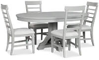 Cape Cod Gray Round Table & 4 Upholstered Chairs
