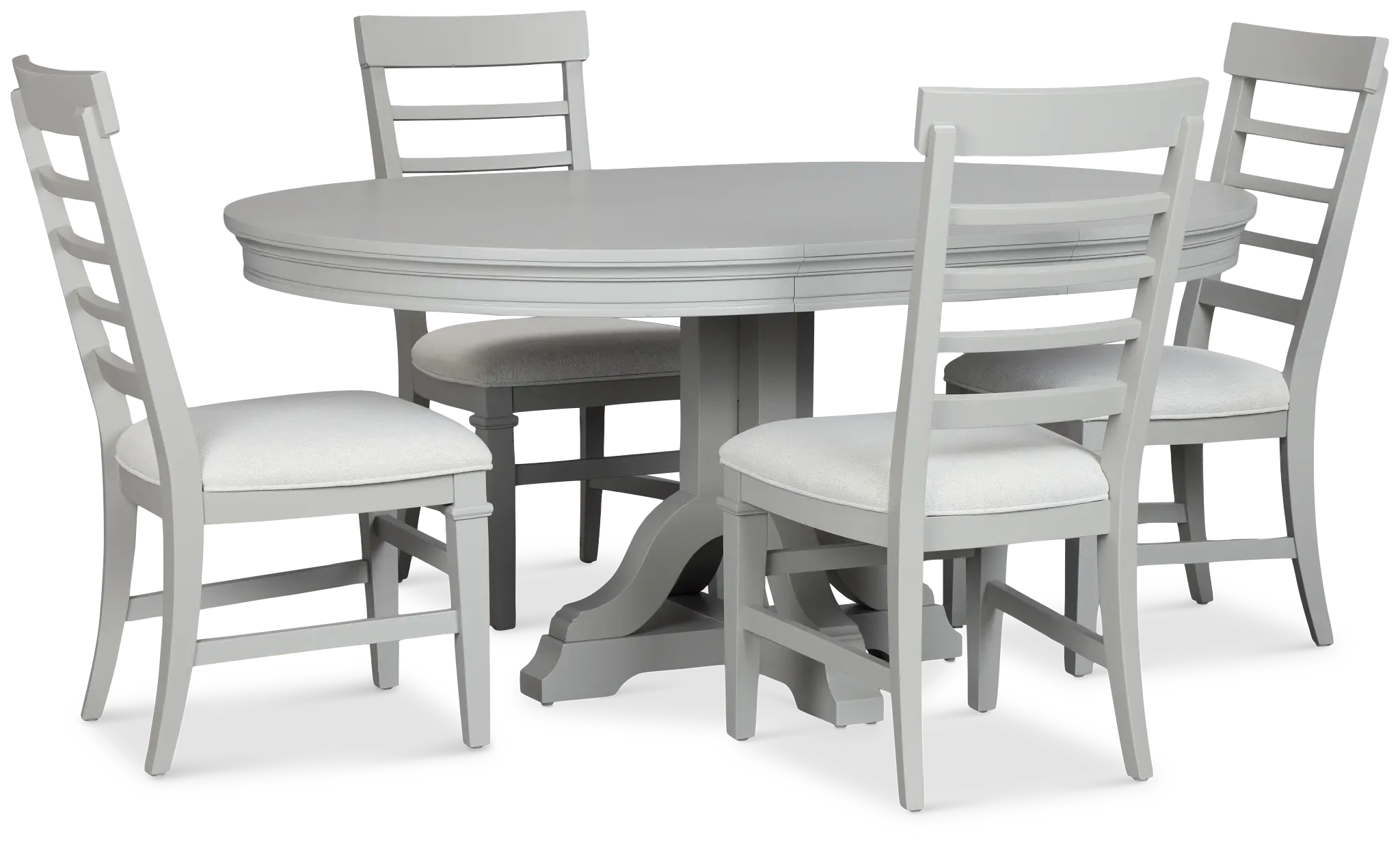 Cape Cod Gray Round Table & 4 Upholstered Chairs Cape Cod Gray Round Table & 4 Upholstered Chairs