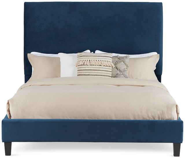 Lucy Dark Blue Uph Platform Bed