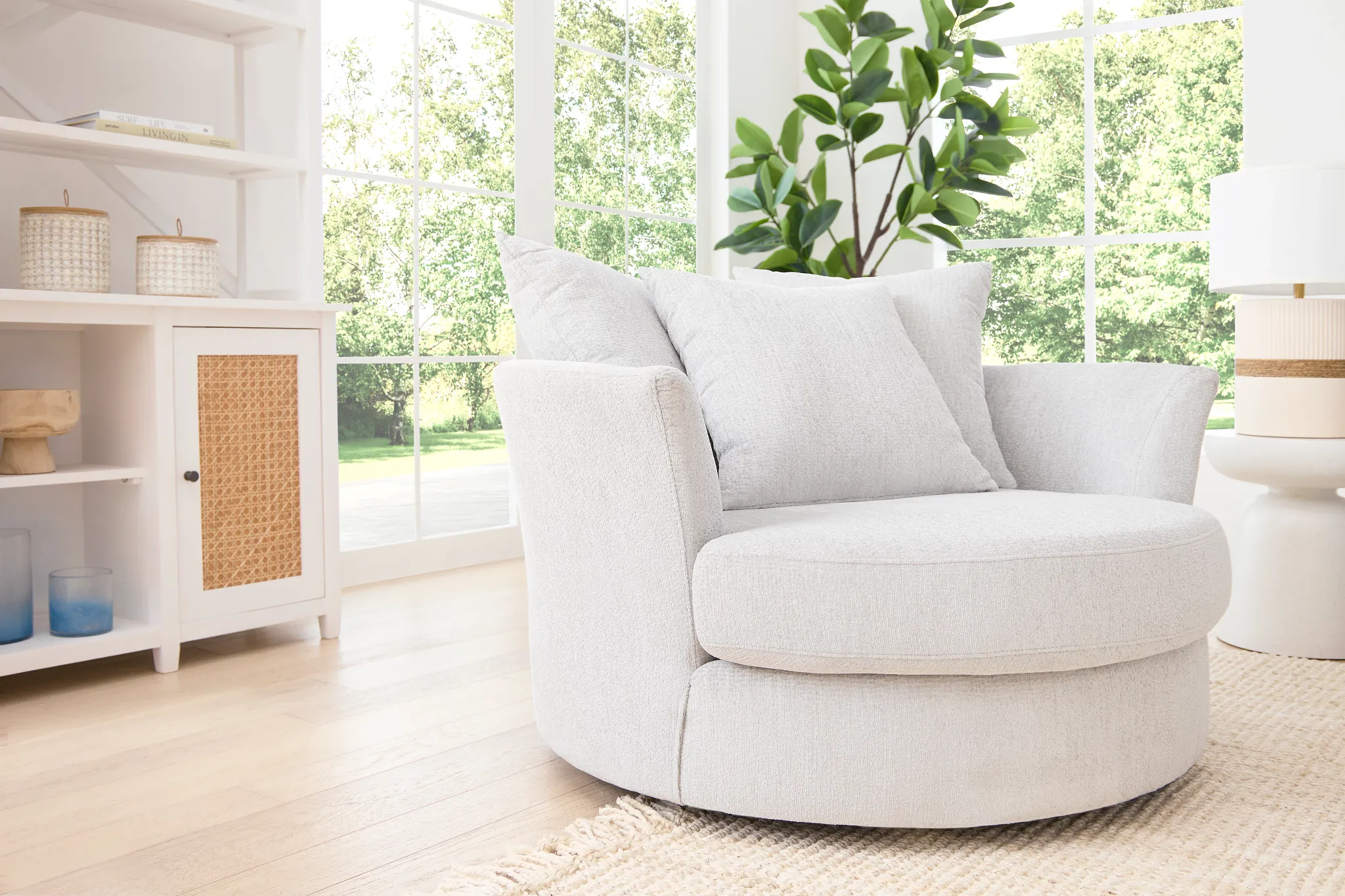 Everly Gray Fabric Swivel Chair