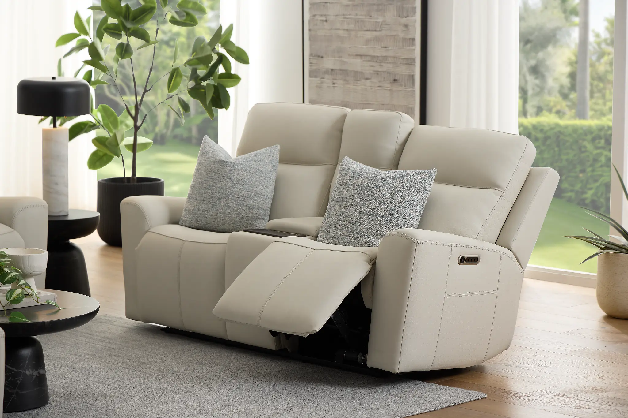 Flexsteel Sterling Ivory Lthr/vinyl Power Reclining Loveseat Flexsteel Sterling Ivory Lthr/vinyl Power Reclining Loveseat