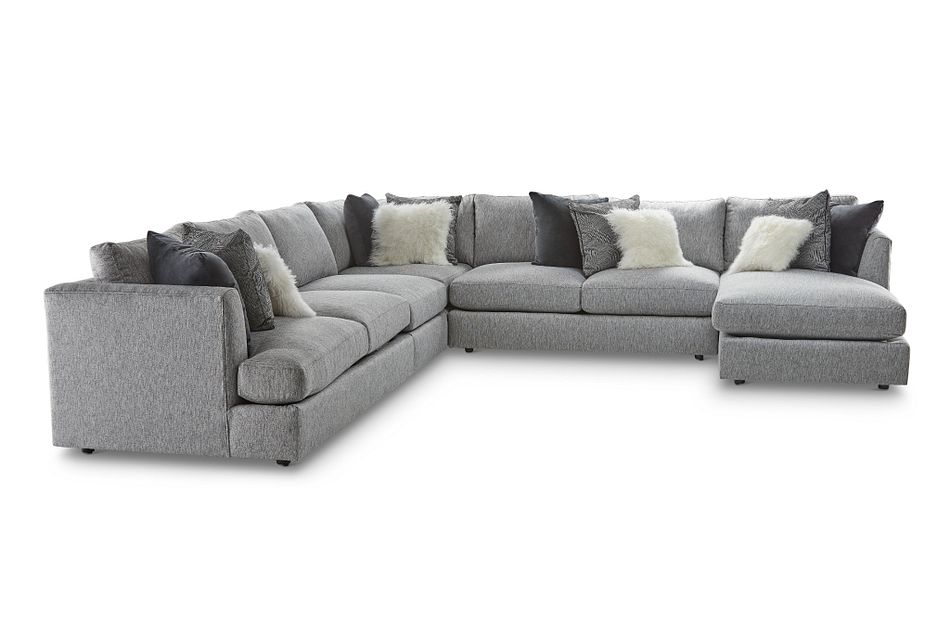 Sydney Gray Fabric Large Right Chaise Sectional