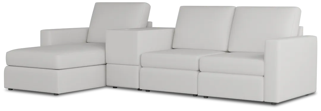 Citymod White Fabric Small Left Chaise Sectional With Media Console