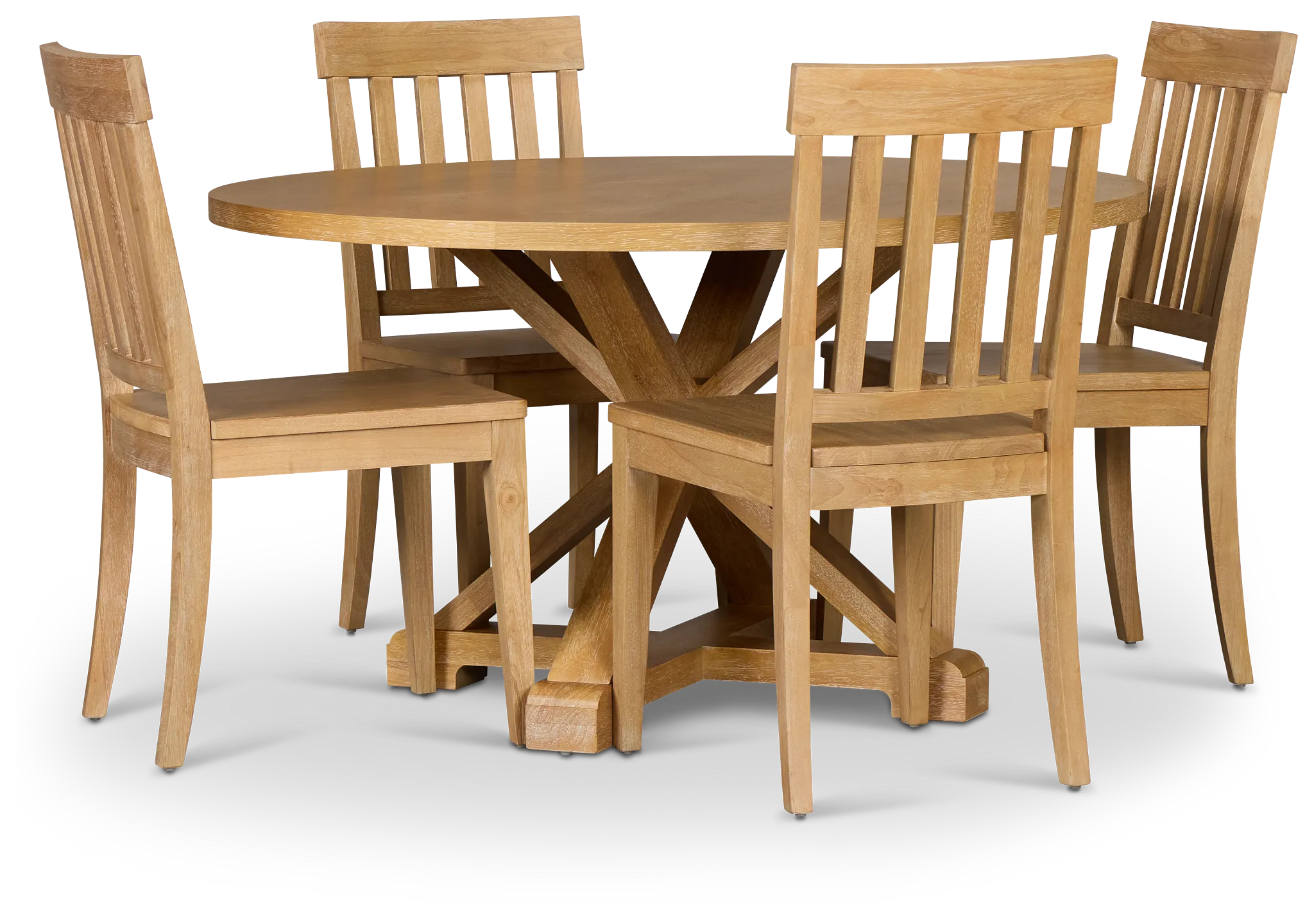 Nantucket Light Tone Round Round Table & 4 Light Tone Chairs