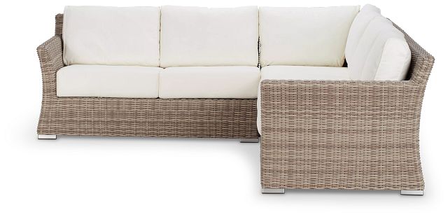 Raleigh White Woven Small Two-arm Sectional