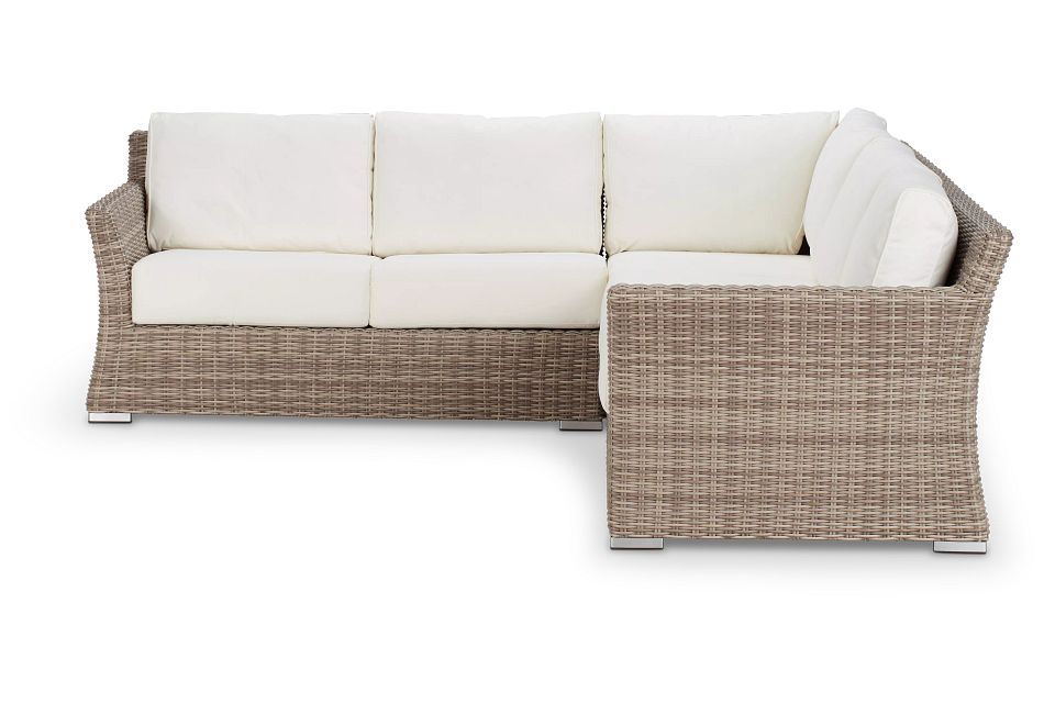 Raleigh White Woven Small TwoArm Sectional, (1)