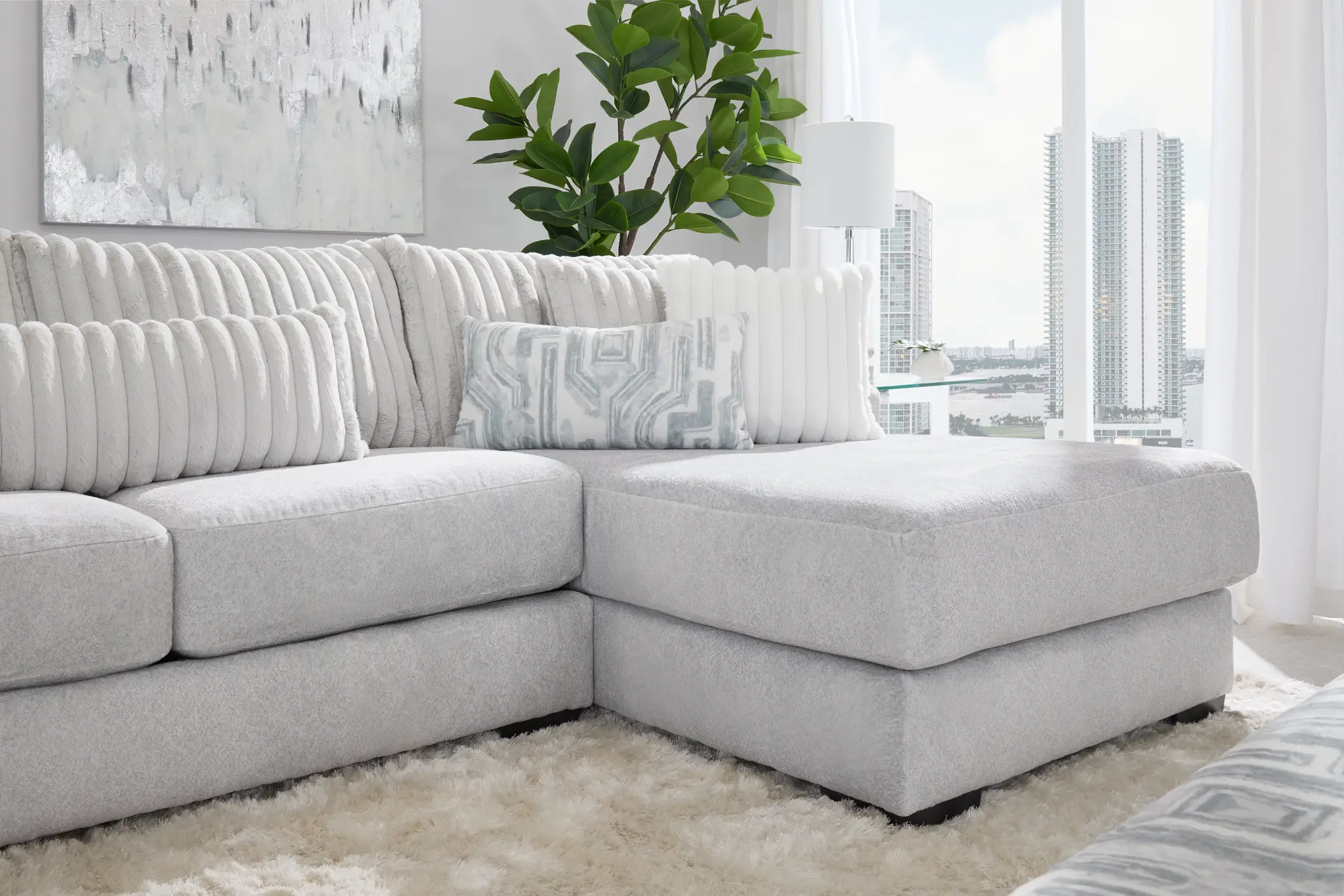 Kylie Light Gray Fabric Medium Right Chaise Sectional Kylie Light Gray Fabric Medium Right Chaise Sectional