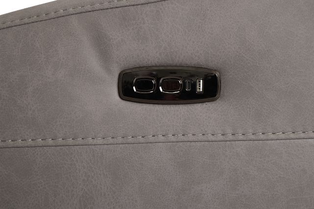 Colton Light Gray Micro Power Recliner With Power Headrest