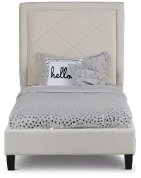 Collin Beige Velvet Platform Bed