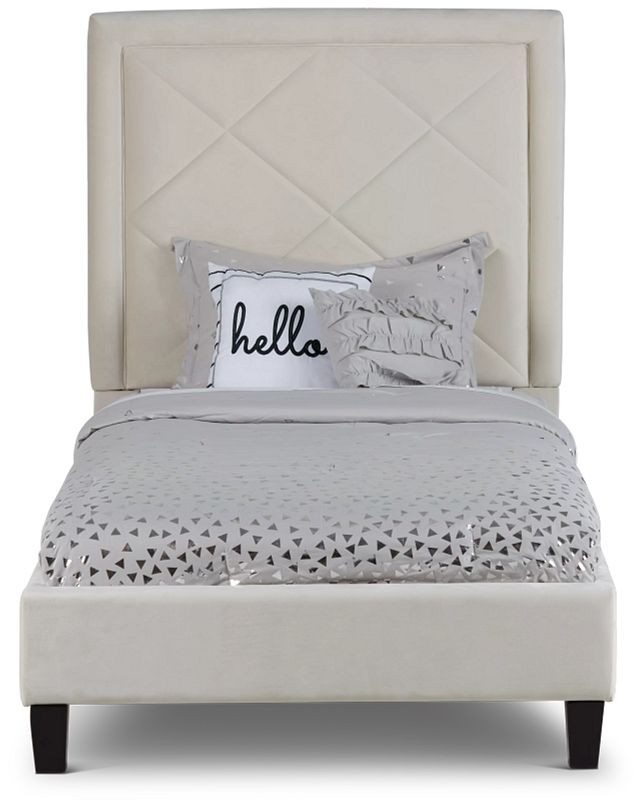 Collin Beige Velvet Platform Bed