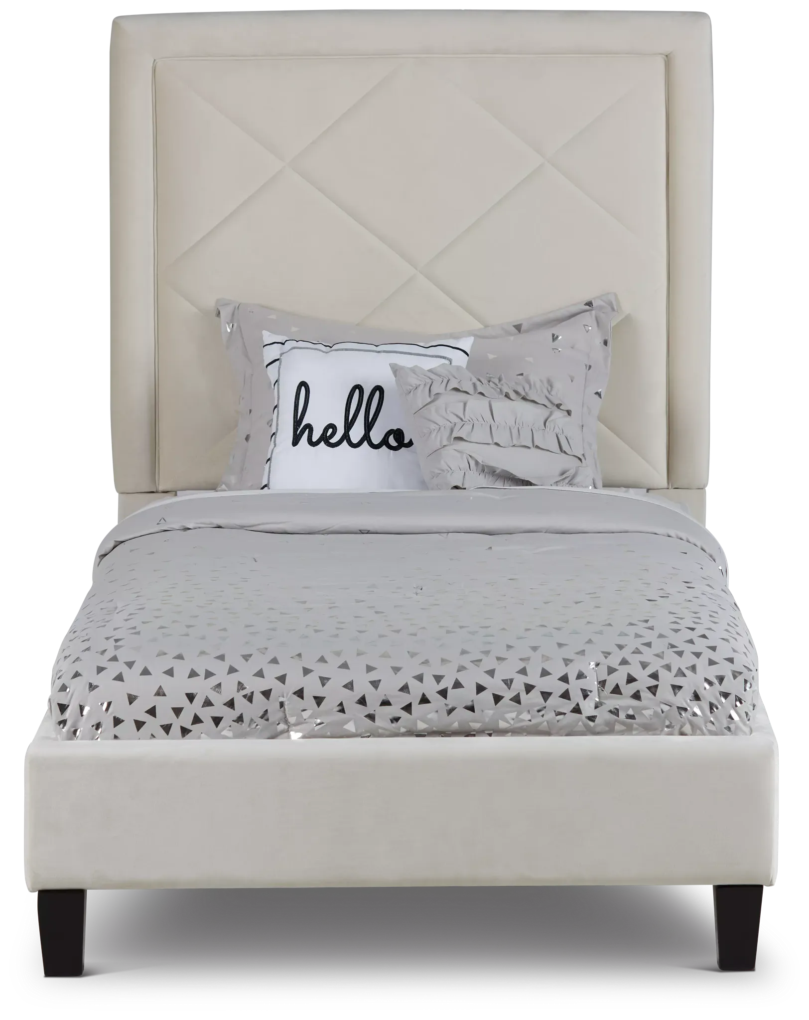 Collin Beige Velvet Platform Bed