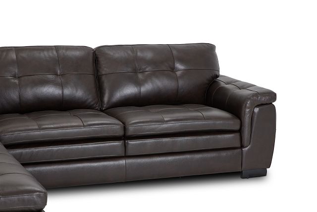 Braden Dark Brown Leather Small Left Bumper Sectional