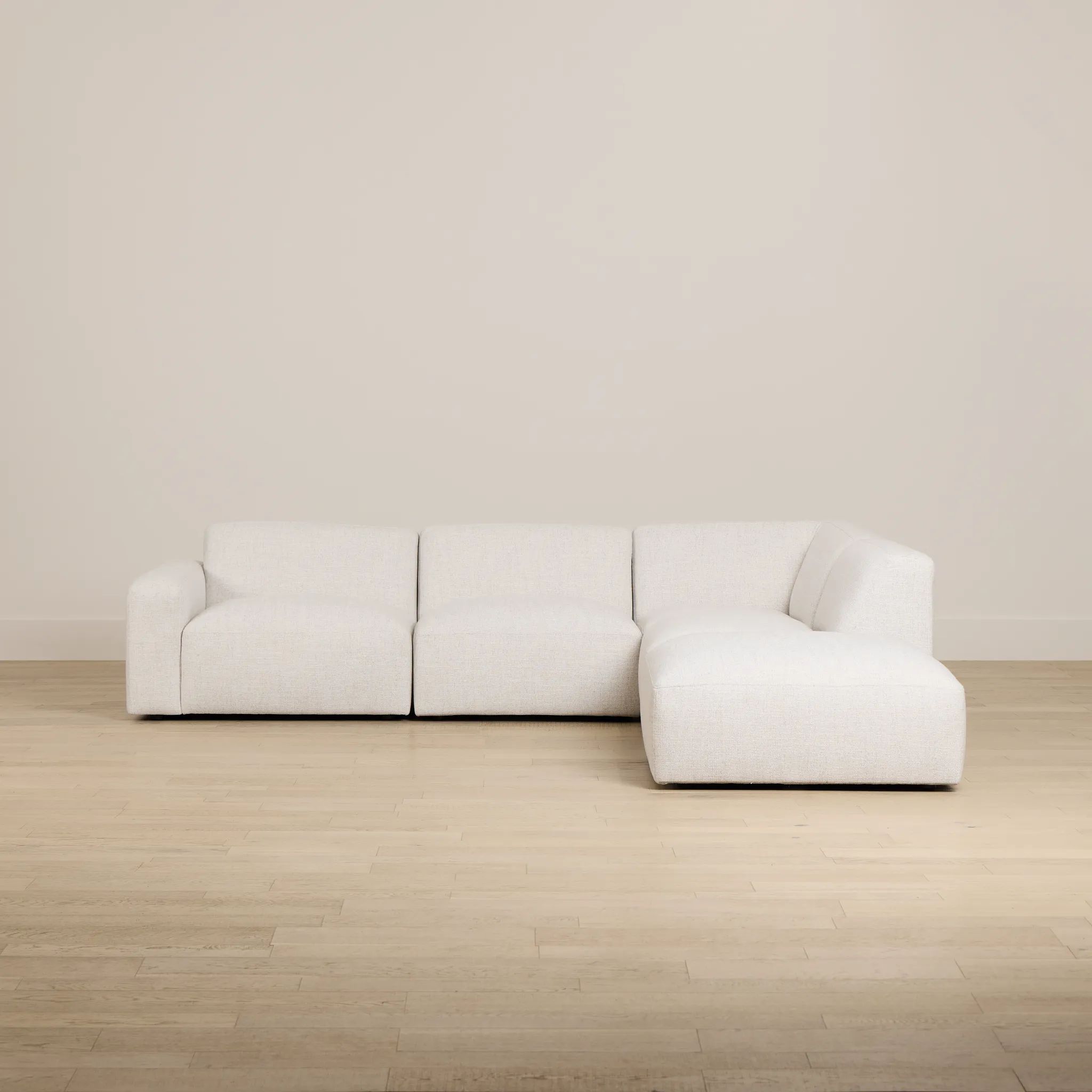 Baylor Light Beige Fabric 5-piece Right Facing Bumper Sectional