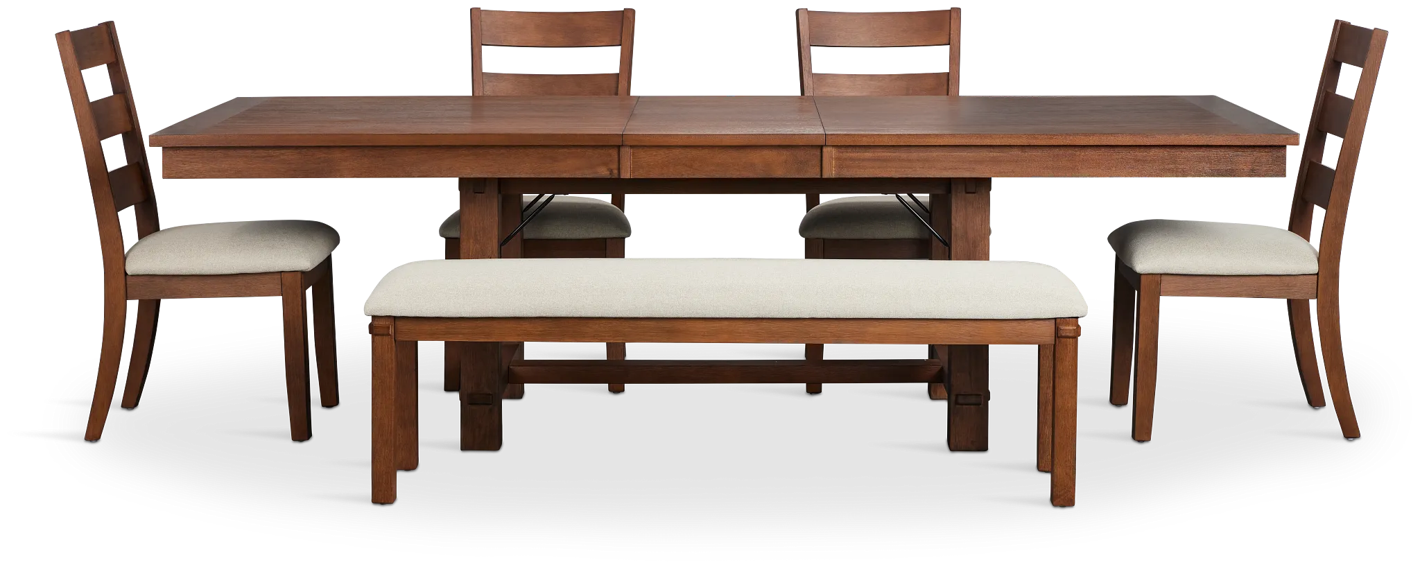 Park City Dark Tone Rect Table With 4 Wood Side Chairs & Bench