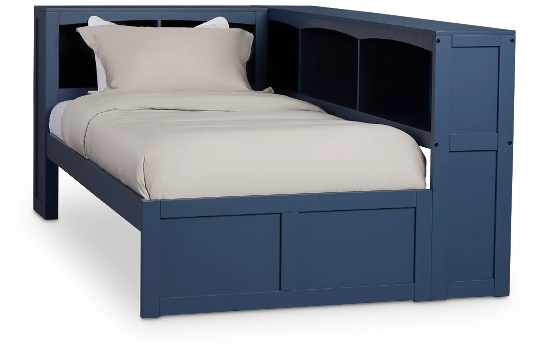 Charleston Dark Blue Corner Bookcase Bed
