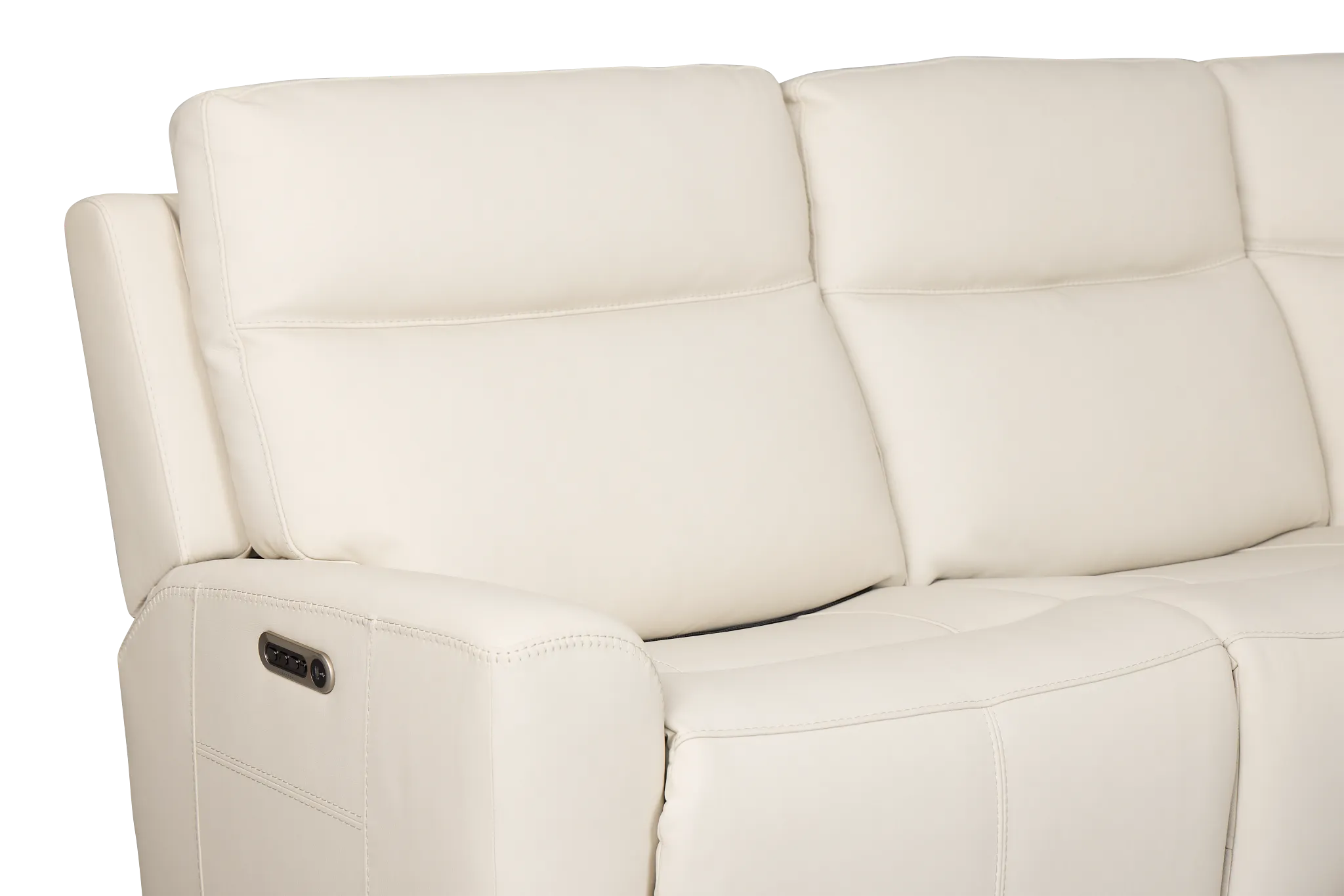 Flexsteel Sterling Ivory Lthr/vinyl Medium Triple Power 2-arm Sectional