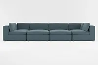 Destin Elevation Dark Blue Fabric 8-piece Pit Sectional