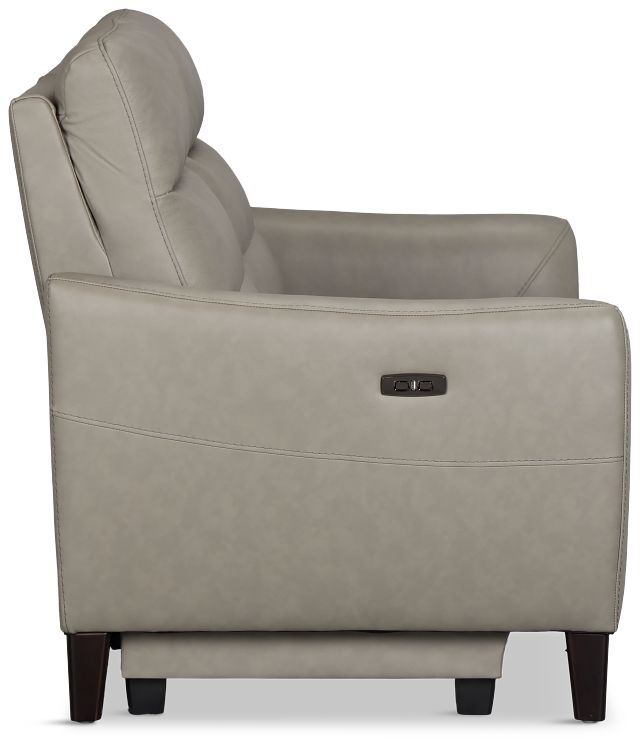 Keaton Gray Lthr/vinyl Power Reclining Loveseat W/ Power Headrest