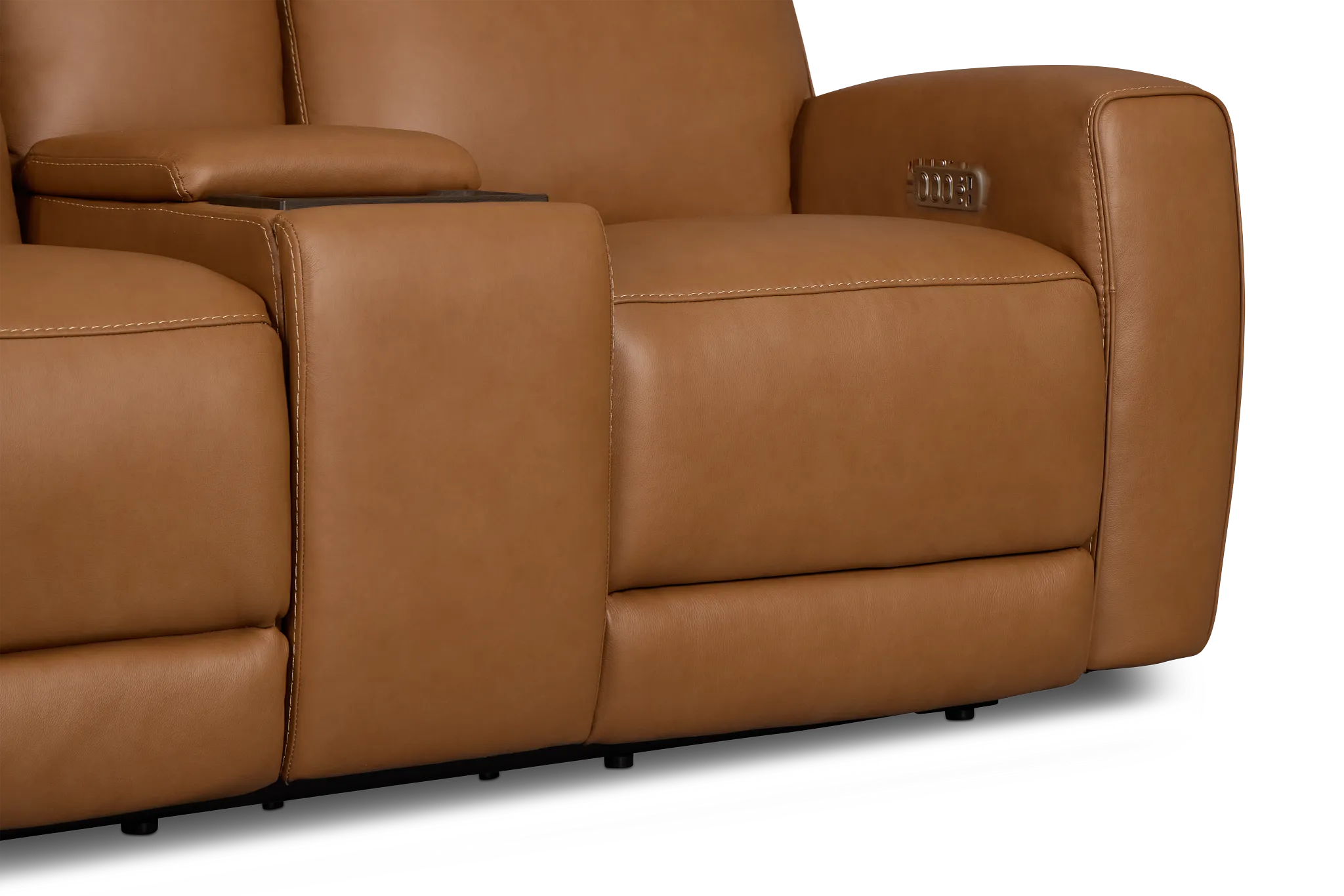 Flexsteel Belmont Medium Brown Lthr/vinyl Power Reclining Loveseat