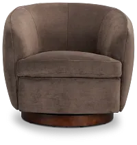 Hazel Dark Beige Velvet Swivel Accent Chair